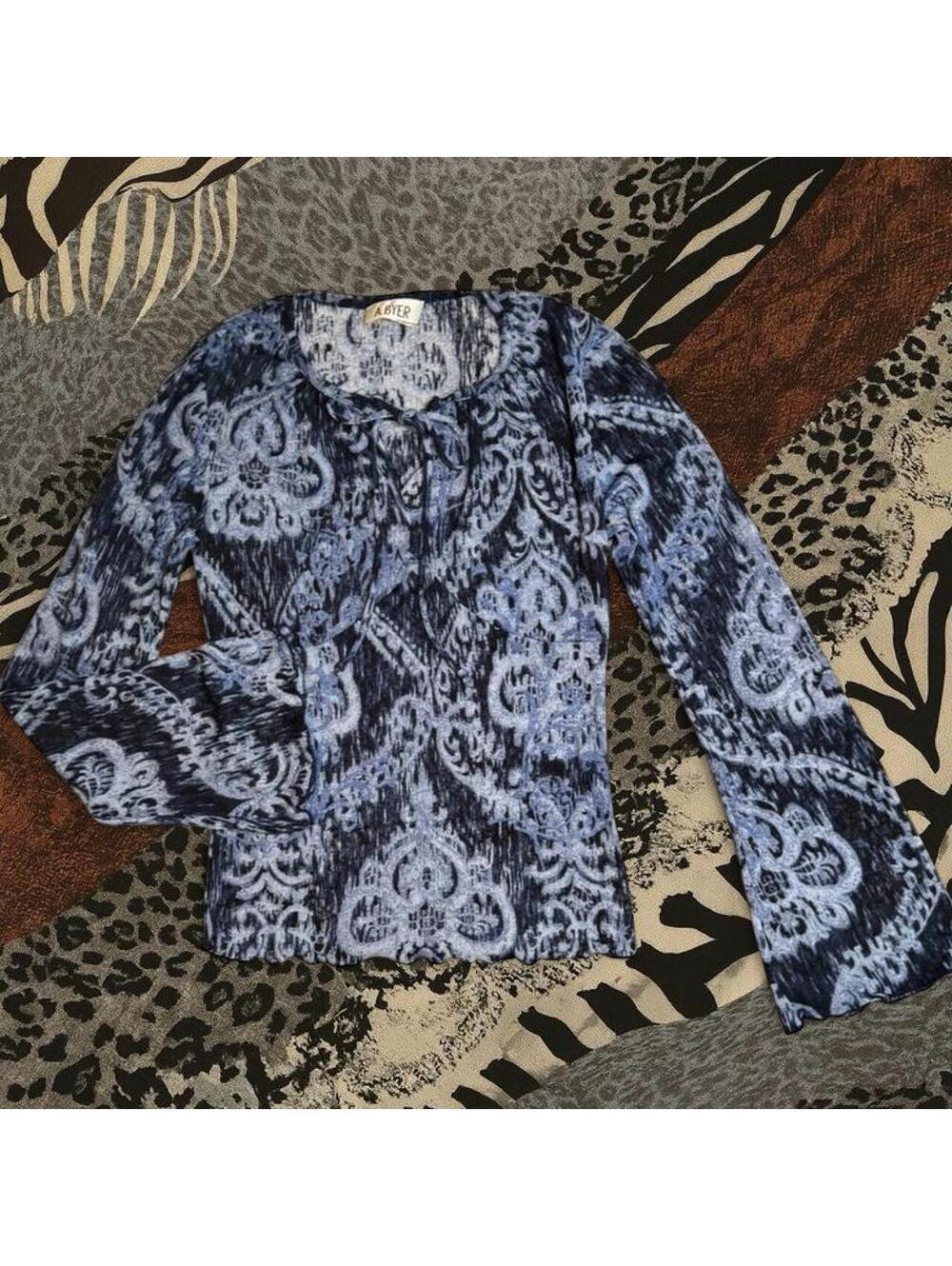 A. Byer Women's Blue and Navy Blous